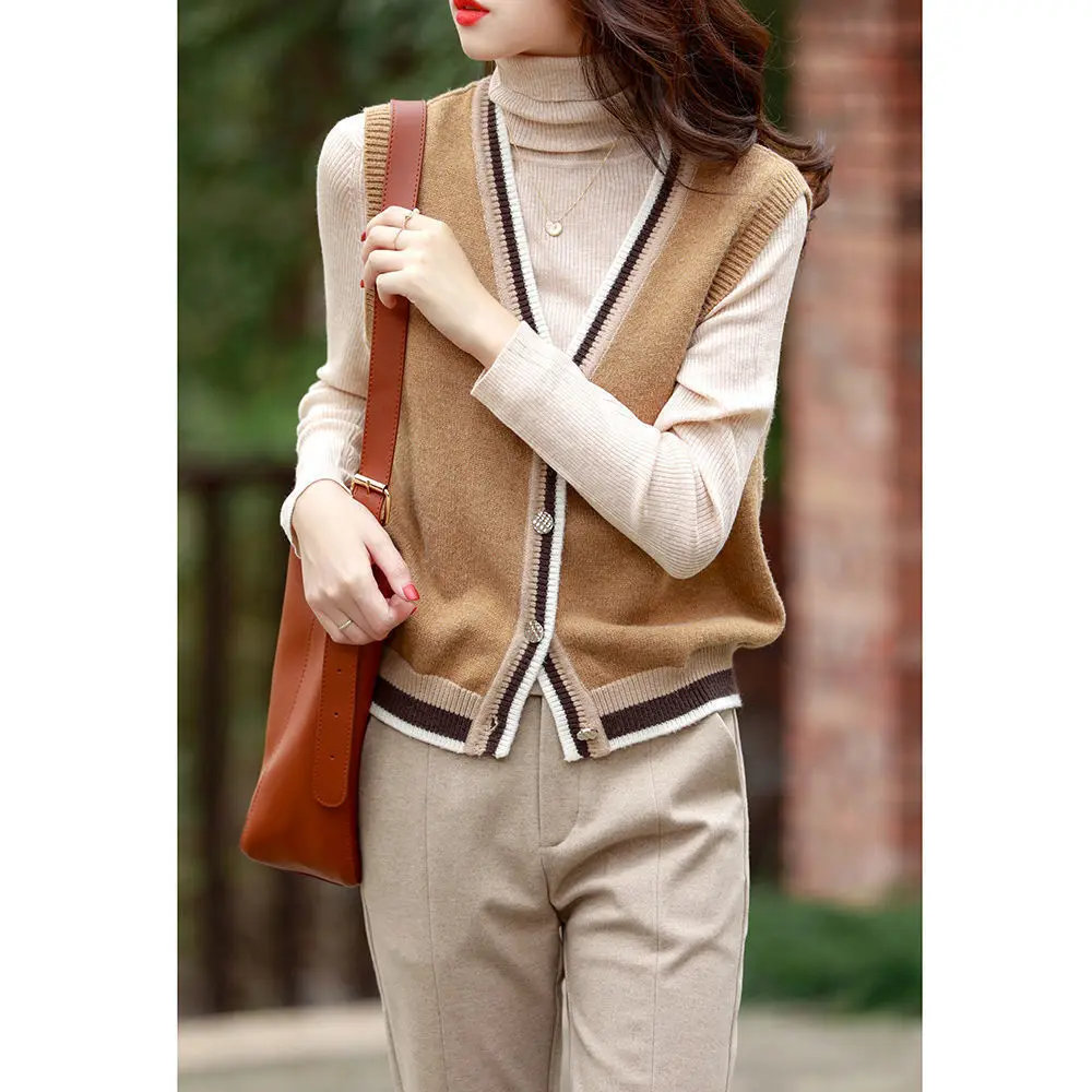Korean Fashion Clothing For Womens 2021 V Neck Sweater Vest Contrast Color Patchwork Sleeveless Jacket Female Plus Size Cardigan
Korean Fashion Clothing For Womens 2021 V Neck Sweater Vest Contrast Color Patchwork Sleeveless Jacket Female Plus Size Cardigan