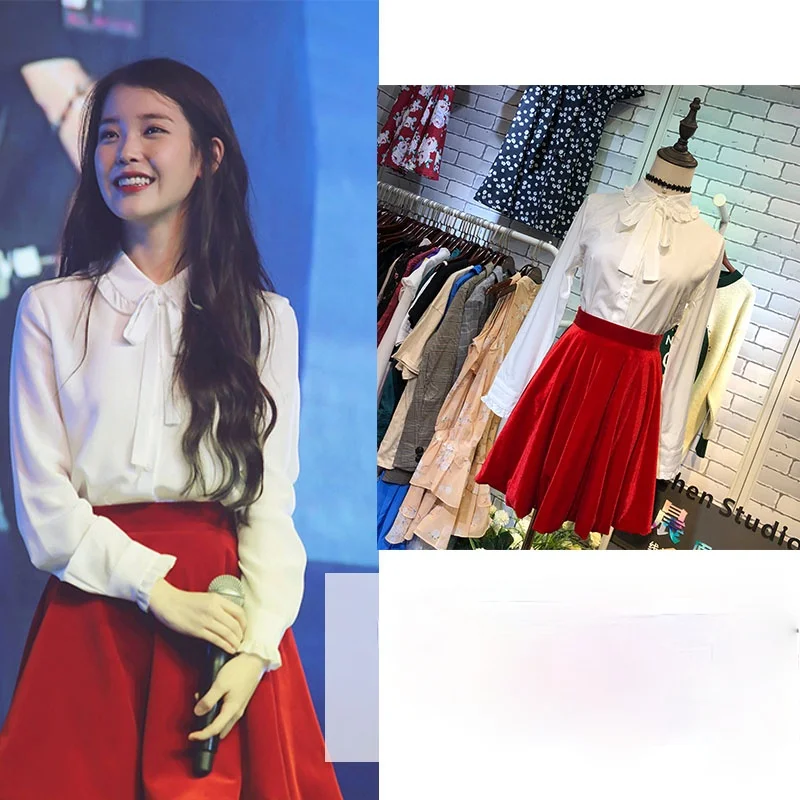 Kpop IU Lee Ji Eun Белый Свободный кардиган с бантом на шнуровке блузка Топ + красная пикантная юбка А-силуэта с высокой талией женские комплекты из двух предметов
Kpop IU Lee Ji Eun Белый Свободный кардиган с бантом на шнуровке блузка Топ + красная пикантная юбка А-силуэта с высокой талией женские комплекты из двух предметов