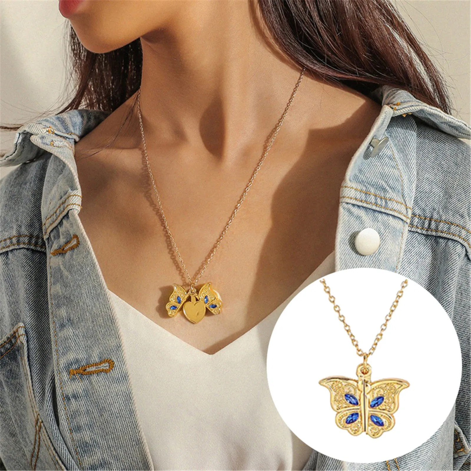 Classical Gold Butterfly Necklace For Women Fashion Long Chain Crystal Diamond Pendant Necklaces Jewelry Gifts Accessories 
Classical Gold Butterfly Necklace For Women Fashion Long Chain Crystal Diamond Pendant Necklaces Jewelry Gifts Accessories