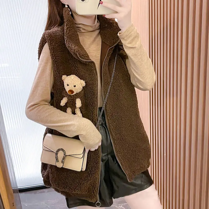 Thick Lamb Wool Coat 2022 Autumn and Winter New Style Fashion Warmth Three-dimensional Decoration Solid Color Zipper Vest Women
Thick Lamb Wool Coat 2022 Autumn and Winter New Style Fashion Warmth Three-dimensional Decoration Solid Color Zipper Vest Women