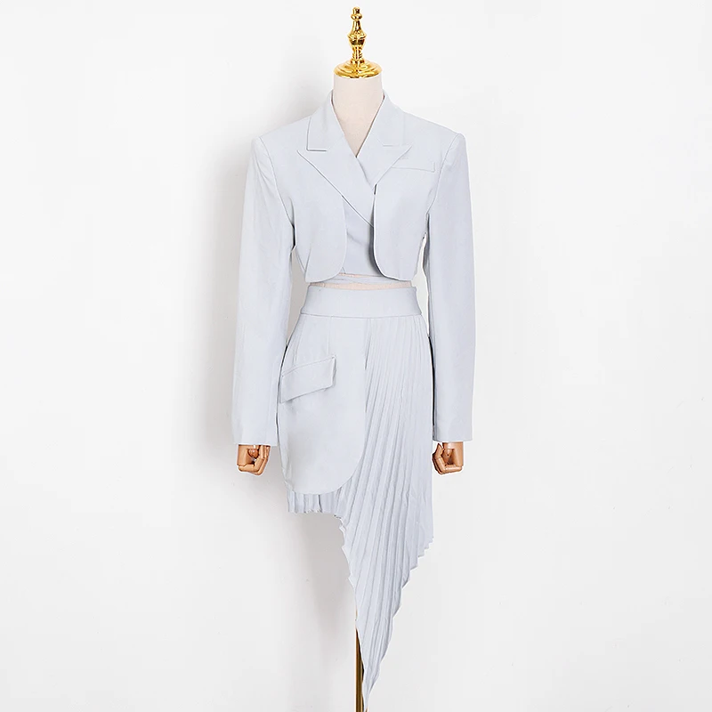 Женские повседневные комплекты с асимметричной юбкой, топ с отложным воротником и длинным рукавом, на шнуровке, с высокой талией, синий комп... 
Женские повседневные комплекты с асимметричной юбкой, топ с отложным воротником и длинным рукавом, на шнуровке, с высокой талией, синий комп...