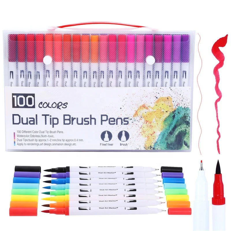 60/80/100 Color Watercolor Dual Tip Pen Brush Fineliner Markers for Drawing Painting Graffiti Manga Calligraphy Art Stationery
60/80/100 Color Watercolor Dual Tip Pen Brush Fineliner Markers for Drawing Painting Graffiti Manga Calligraphy Art Stationery