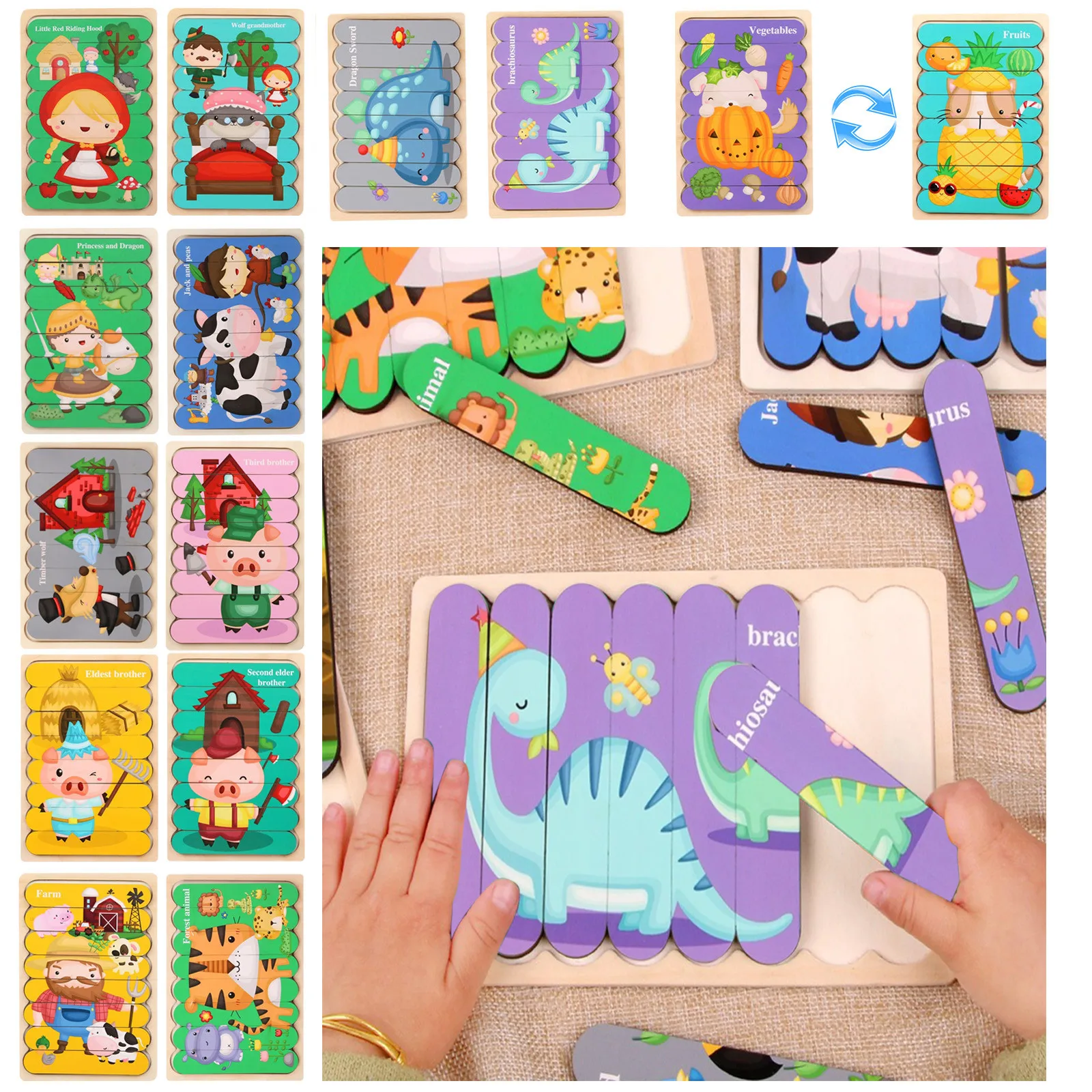 Wooden Double Sided Strip 3D Puzzles Baby Toy Montessori Materials Educational Toys For Children Large Bricks Kids Learning Toys
Wooden Double Sided Strip 3D Puzzles Baby Toy Montessori Materials Educational Toys For Children Large Bricks Kids Learning Toys