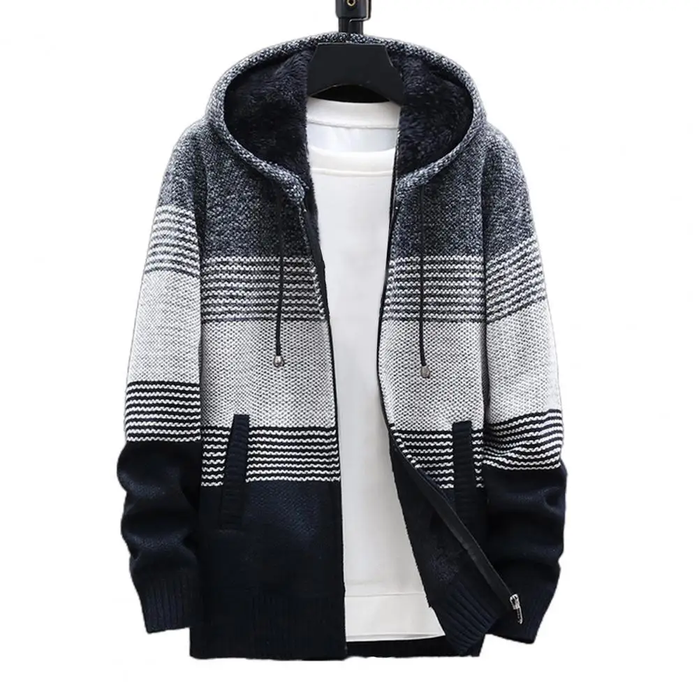 Hooded Coat Stylish Sweater Color Block Thicken Plush Hooded Knitted Coat for Daily Wear Men Knitted Coat Cardigan Sweater
Hooded Coat Stylish Sweater Color Block Thicken Plush Hooded Knitted Coat for Daily Wear Men Knitted Coat Cardigan Sweater