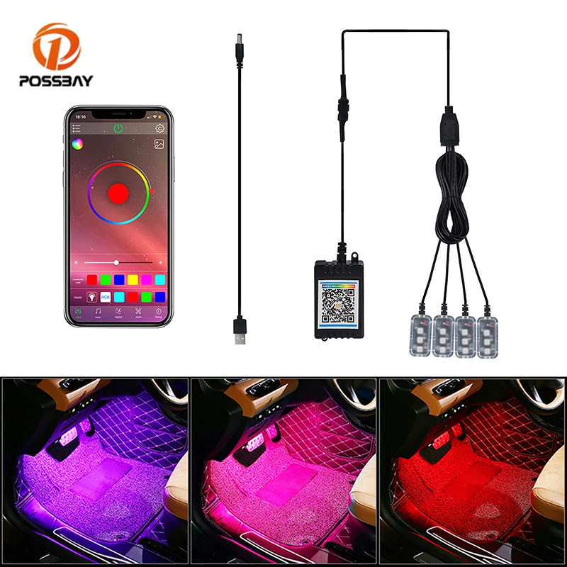 4Pcs Car Foot Light Interior Decoration Light LED Ambient Lights USB Wireless Remote Control Multiple Modes RGB Car Accessories
4Pcs Car Foot Light Interior Decoration Light LED Ambient Lights USB Wireless Remote Control Multiple Modes RGB Car Accessories