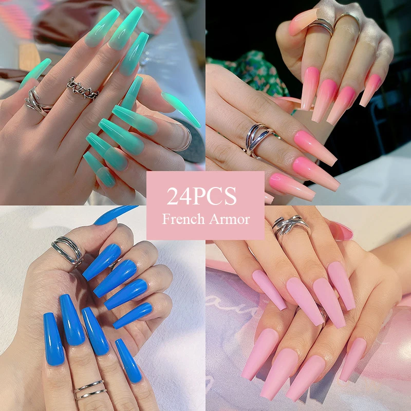 24pcs/box Gradient Long Coffin Fake Nail Nail Extension Acrylic Patch Detachable Press On Nail Ballerina Full Cover French Nail
24pcs/box Gradient Long Coffin Fake Nail Nail Extension Acrylic Patch Detachable Press On Nail Ballerina Full Cover French Nail