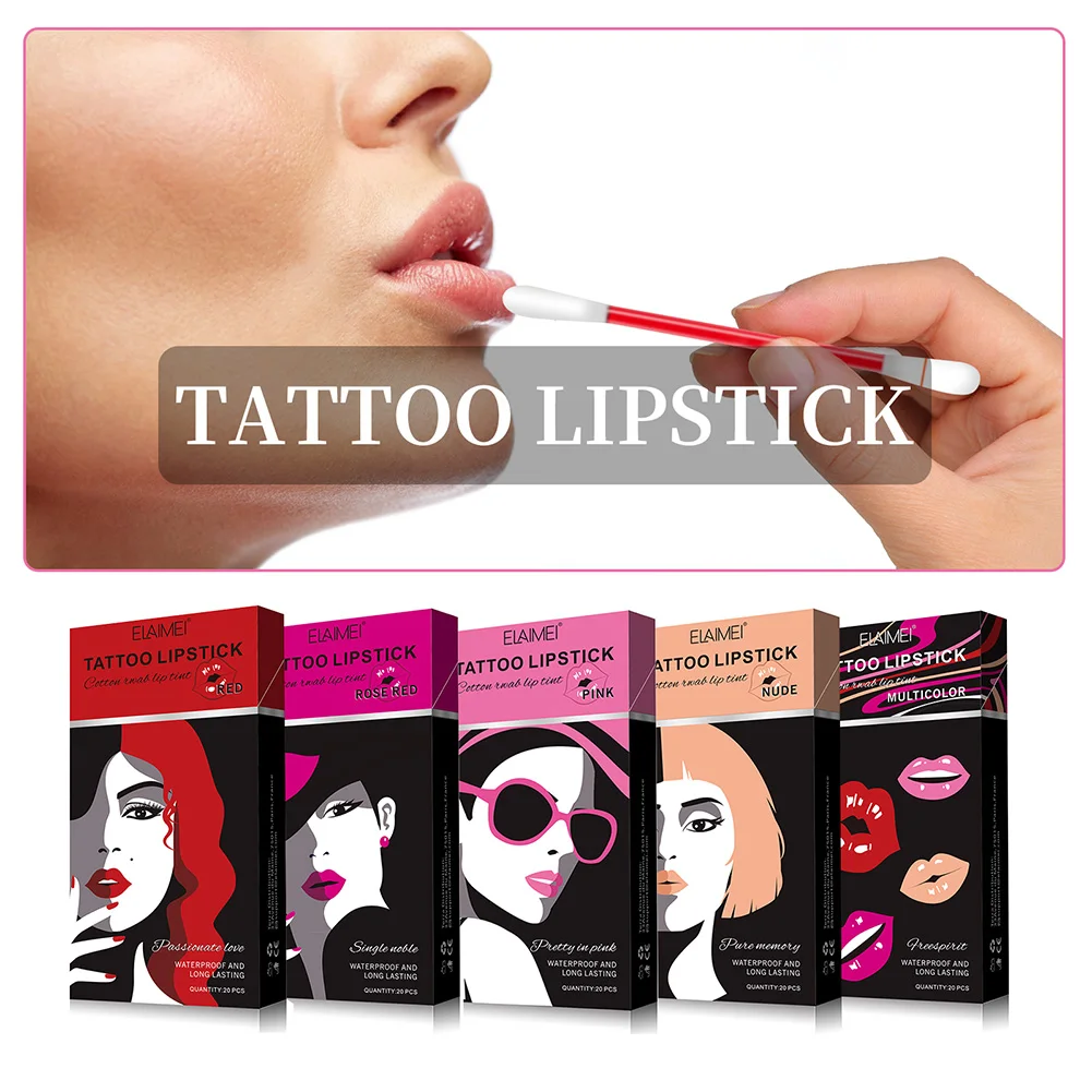 Tattoo Lipstick Cigarette Cotton Swab Lipstick Long Lasting Non-Sticky Lip Gloss Disposable Portable For Date Party
Tattoo Lipstick Cigarette Cotton Swab Lipstick Long Lasting Non-Sticky Lip Gloss Disposable Portable For Date Party