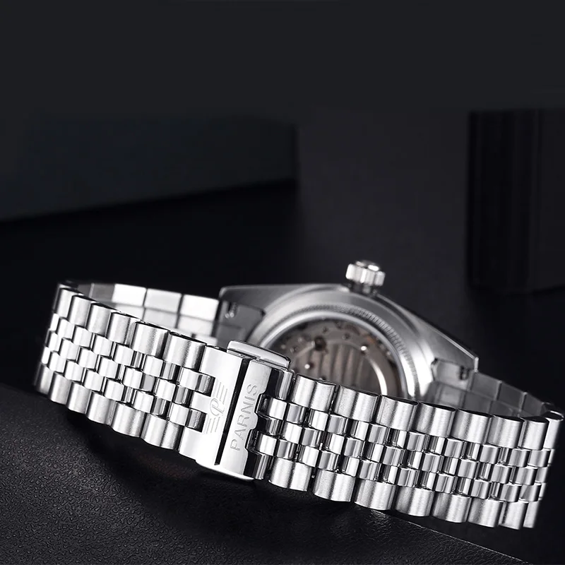 Новинка Parnis 36 мм Серебряный циферблат мужской роскошный бренд часов