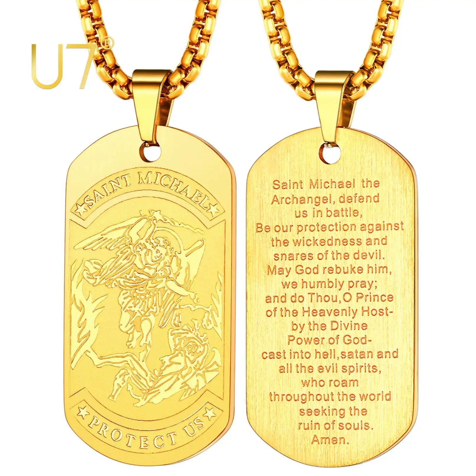 U7 Saint Michael Necklace Protector Gifts for Men Women Stainless Steel St. The Archangel Medal Dog Tag Pendant
U7 Saint Michael Necklace Protector Gifts for Men Women Stainless Steel St. The Archangel Medal Dog Tag Pendant