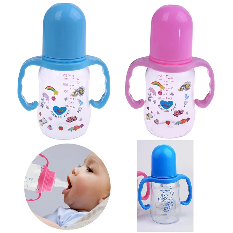 

1 шт. 125 мл бутылочка для кормления ребенка соска Бутылочки для младенцев молочная бутылка детской воды с ручкой