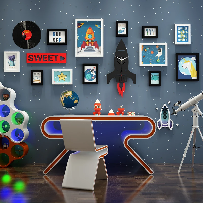 Photo Wall Picture Photo Frame Set Space Astronaut Rocket Swing Clock Black Board Pack of 15 Kids Room
Photo Wall Picture Photo Frame Set Space Astronaut Rocket Swing Clock Black Board Pack of 15 Kids Room