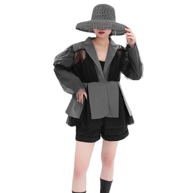 Gray Mesh Oversize Irregular Blazers Women Elegant New Lapel Long Sleeve Loose Fit Jackets Fashion Spring Autumn 2021 Womens
Gray Mesh Oversize Irregular Blazers Women Elegant New Lapel Long Sleeve Loose Fit Jackets Fashion Spring Autumn 2021 Womens
