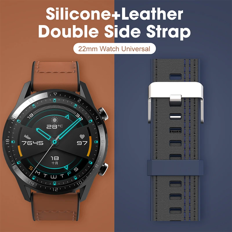 Genuine Leather Silicone Strap for huawei gt2e gt2 46mm magic 2 46mm replacement bracelet band for samsung galaxy watch 3 SIKAI
Genuine Leather Silicone Strap for huawei gt2e gt2 46mm magic 2 46mm replacement bracelet band for samsung galaxy watch 3 SIKAI