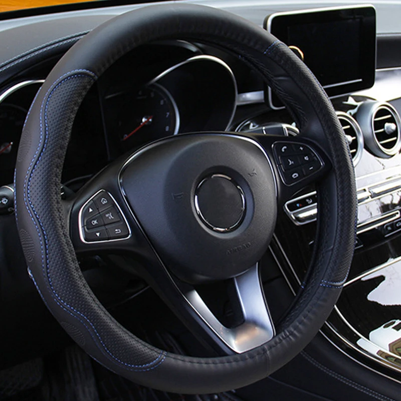 Pu Leather Steering Wheel Cover 38 Cm/15 Inches In Diameter, Non-slip Durable Embossed Steering Wheel Cover, Ventilation Holes
Pu Leather Steering Wheel Cover 38 Cm/15 Inches In Diameter, Non-slip Durable Embossed Steering Wheel Cover, Ventilation Holes