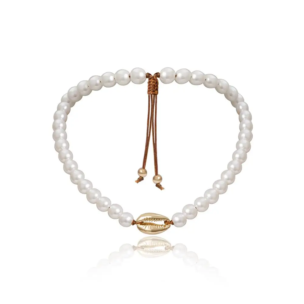 Новый модный набор из ожерелья и браслета в форме перламутровых бусин ювелирных