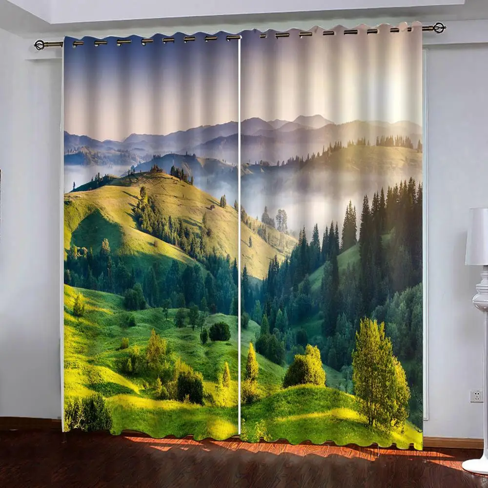 Beautiful green hills blackout Curtains For Bedroom Curtains For Living Room Decorative 3D Curtain Custom Size 
Beautiful green hills blackout Curtains For Bedroom Curtains For Living Room Decorative 3D Curtain Custom Size