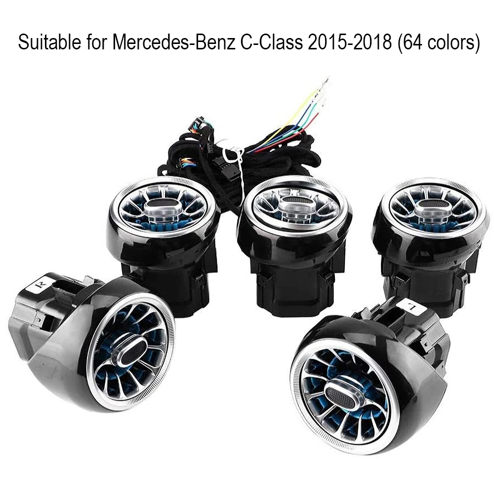 5pcs Car Atmosphere Light Set Turbine Air Outlet Lights LED 64 Colors Adjustable Ambient Lamp for Benz C Class 2015-2018
5pcs Car Atmosphere Light Set Turbine Air Outlet Lights LED 64 Colors Adjustable Ambient Lamp for Benz C Class 2015-2018