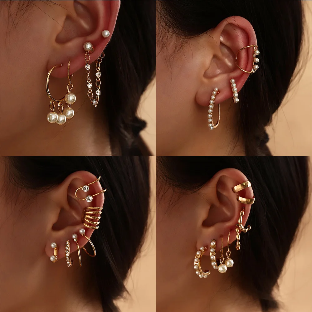 Fashion Punk Crystals Pearl Ear Clip Cuff Wrap Earrings No Piercing-Clip On Cartilage Earrings for Women Girls Earrings Jewelry
Fashion Punk Crystals Pearl Ear Clip Cuff Wrap Earrings No Piercing-Clip On Cartilage Earrings for Women Girls Earrings Jewelry
