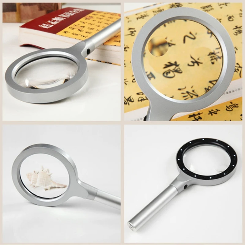 Metal Handheld Magnifier 12LED Reading Magnifying Glass 5X 10X Loupe Double Lens
Metal Handheld Magnifier 12LED Reading Magnifying Glass 5X 10X Loupe Double Lens