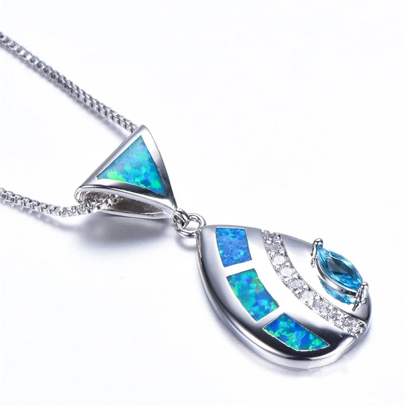 Elegant Water Drop Shaped Rhinestones Blue Imtiation Opal Pendant Necklace For Women Party Chain Necklace Valentine Gifts
Elegant Water Drop Shaped Rhinestones Blue Imtiation Opal Pendant Necklace For Women Party Chain Necklace Valentine Gifts
