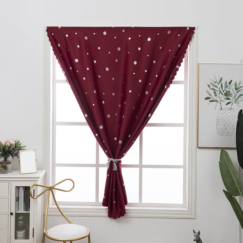 1PC 130X80cm Modern Semi-blackout Designed Snowflake Window Curtain Solid Color Simple Fashion Punch-free | Дом и сад