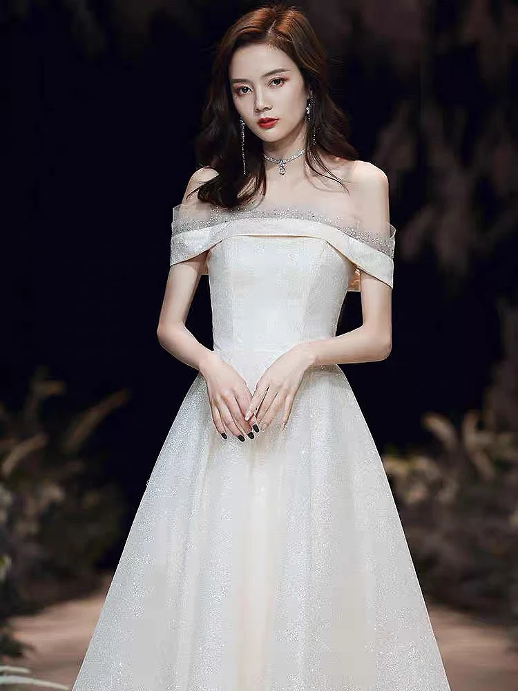 Shiny Starry Evening Dresses Boat Neck Strapless Champagne Luxury Bohemian Wedding Party Celebrity Prom Gowns Princess 2022
Shiny Starry Evening Dresses Boat Neck Strapless Champagne Luxury Bohemian Wedding Party Celebrity Prom Gowns Princess 2022