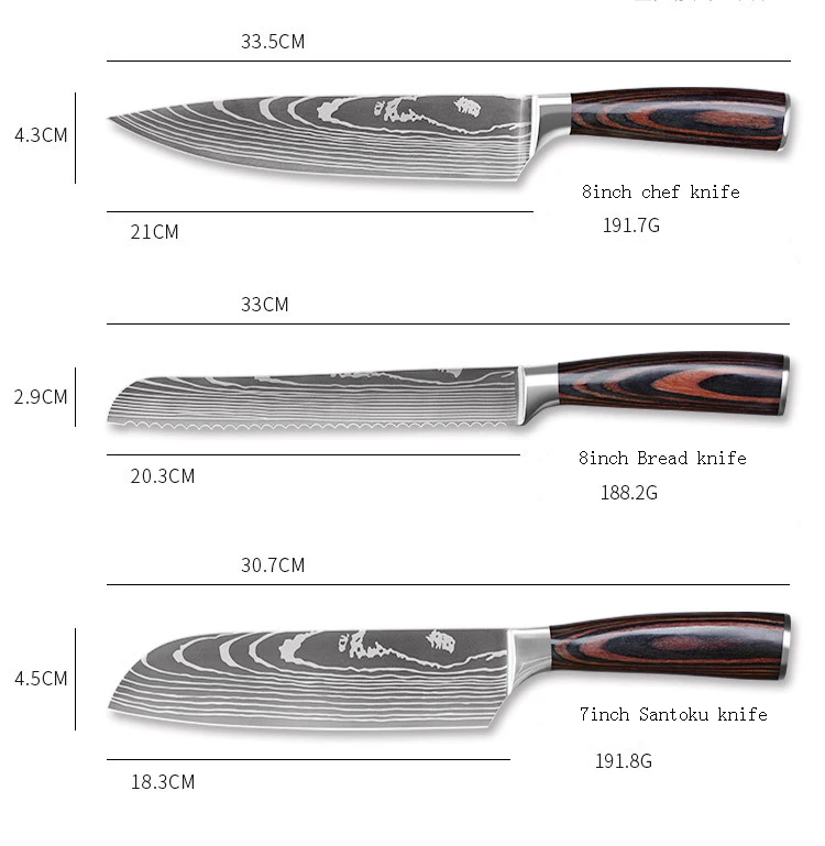 Stainless Steel Chef Knife Set with Knife Cover Case Sheath 9 Pcs Cleaver Slicing Damascus Veins Survive Kitchen Knives Set
Stainless Steel Chef Knife Set with Knife Cover Case Sheath 9 Pcs Cleaver Slicing Damascus Veins Survive Kitchen Knives Set