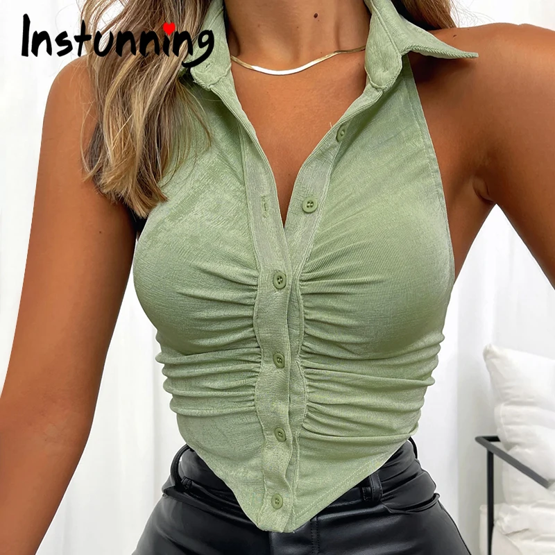Instunning Women Fashion Tank Top Halter Backless Sleeveless Summer 2021 Casual Ruched Asymmetric Cropped Top Vintage Slim Tank
Instunning Women Fashion Tank Top Halter Backless Sleeveless Summer 2021 Casual Ruched Asymmetric Cropped Top Vintage Slim Tank