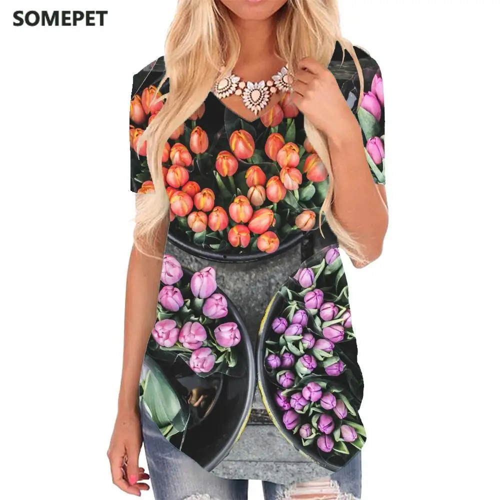 SOMEPET Flowers T-shirt women Leaves V-neck Tshirt Harajuku T-shirts 3d Womens Clothing Summer Printed Streetwear High Quality
SOMEPET Flowers T-shirt women Leaves V-neck Tshirt Harajuku T-shirts 3d Womens Clothing Summer Printed Streetwear High Quality