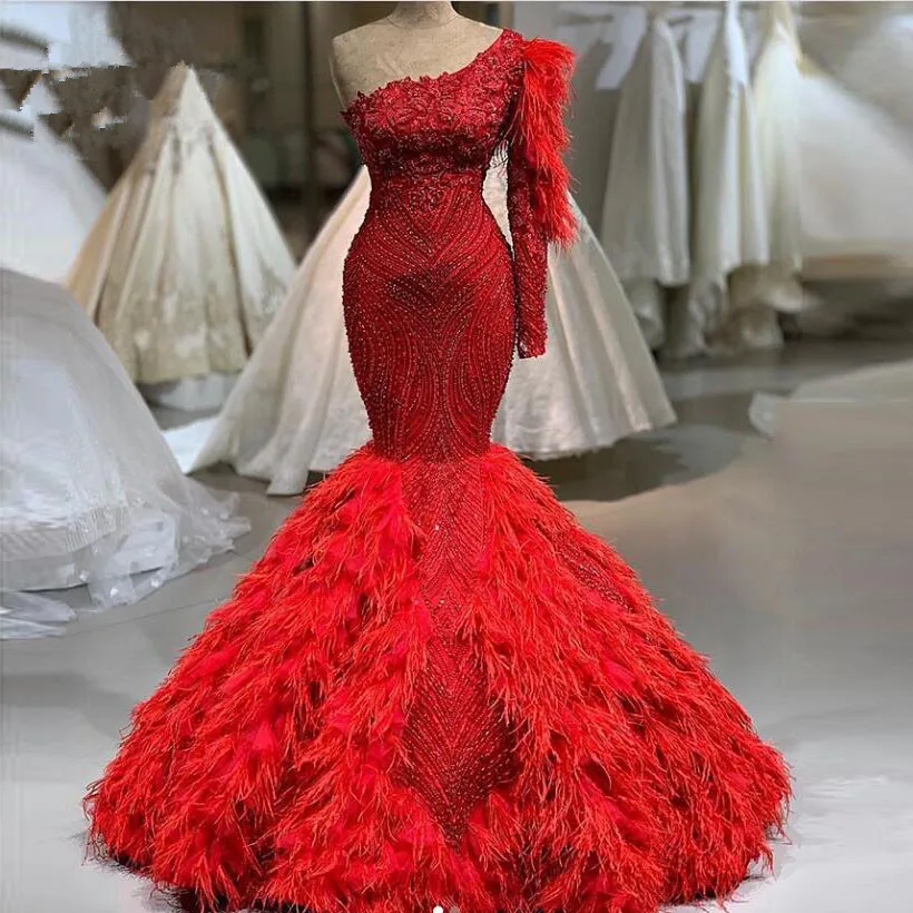 Luxury Rhinestone Feather Mermaid Wedding Dresses Real Image Beaded Luxury Lace Bridal Gowns One Shoulder Robe De Mariee
Luxury Rhinestone Feather Mermaid Wedding Dresses Real Image Beaded Luxury Lace Bridal Gowns One Shoulder Robe De Mariee