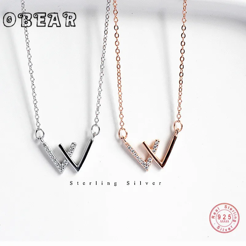 OBEAR 100% 925 Sterling Silver Zircon Necklace for Women Korea Simple W Letter Clavicle Necklace Fashion Silver Jewelry
OBEAR 100% 925 Sterling Silver Zircon Necklace for Women Korea Simple W Letter Clavicle Necklace Fashion Silver Jewelry