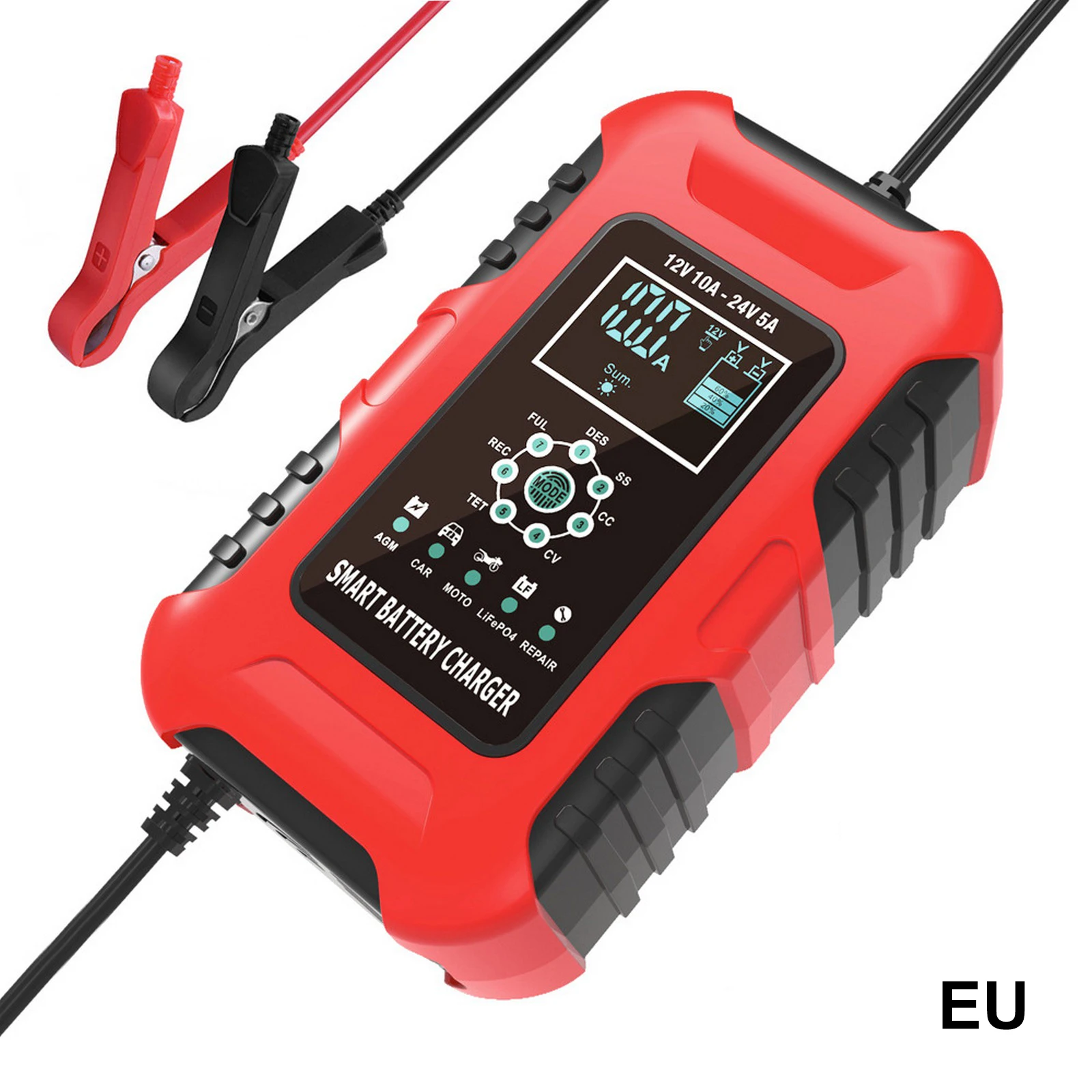 10A Car Battery Charger, 12V/24V Smart Automatic Battery Charger Maintainer Trickle Charger, with Temperature Compensation Car
10A Car Battery Charger, 12V/24V Smart Automatic Battery Charger Maintainer Trickle Charger, with Temperature Compensation Car