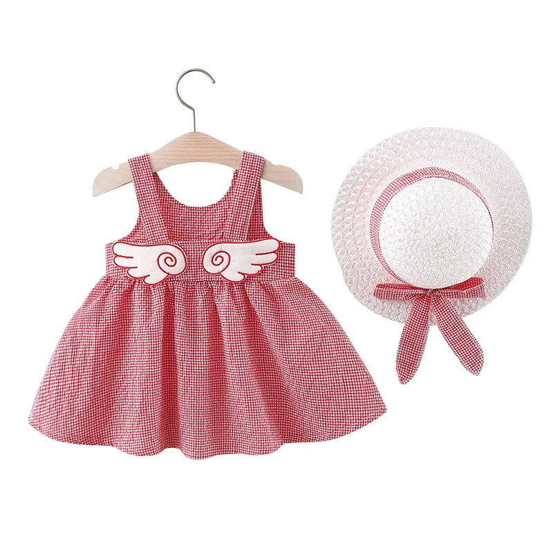 Baby Girls Dress Cotton Plaid Wings Princess Dresses Summer Beach Suspender Skirt with Straw Hat Children Clothes Birthday Gifts
Baby Girls Dress Cotton Plaid Wings Princess Dresses Summer Beach Suspender Skirt with Straw Hat Children Clothes Birthday Gifts