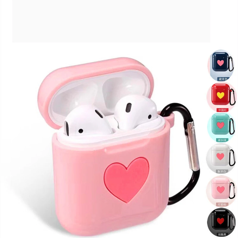 Фото Беспроводная Bluetooth подставка для Airpods милые чехлы с сердечками Air Pods 1 2