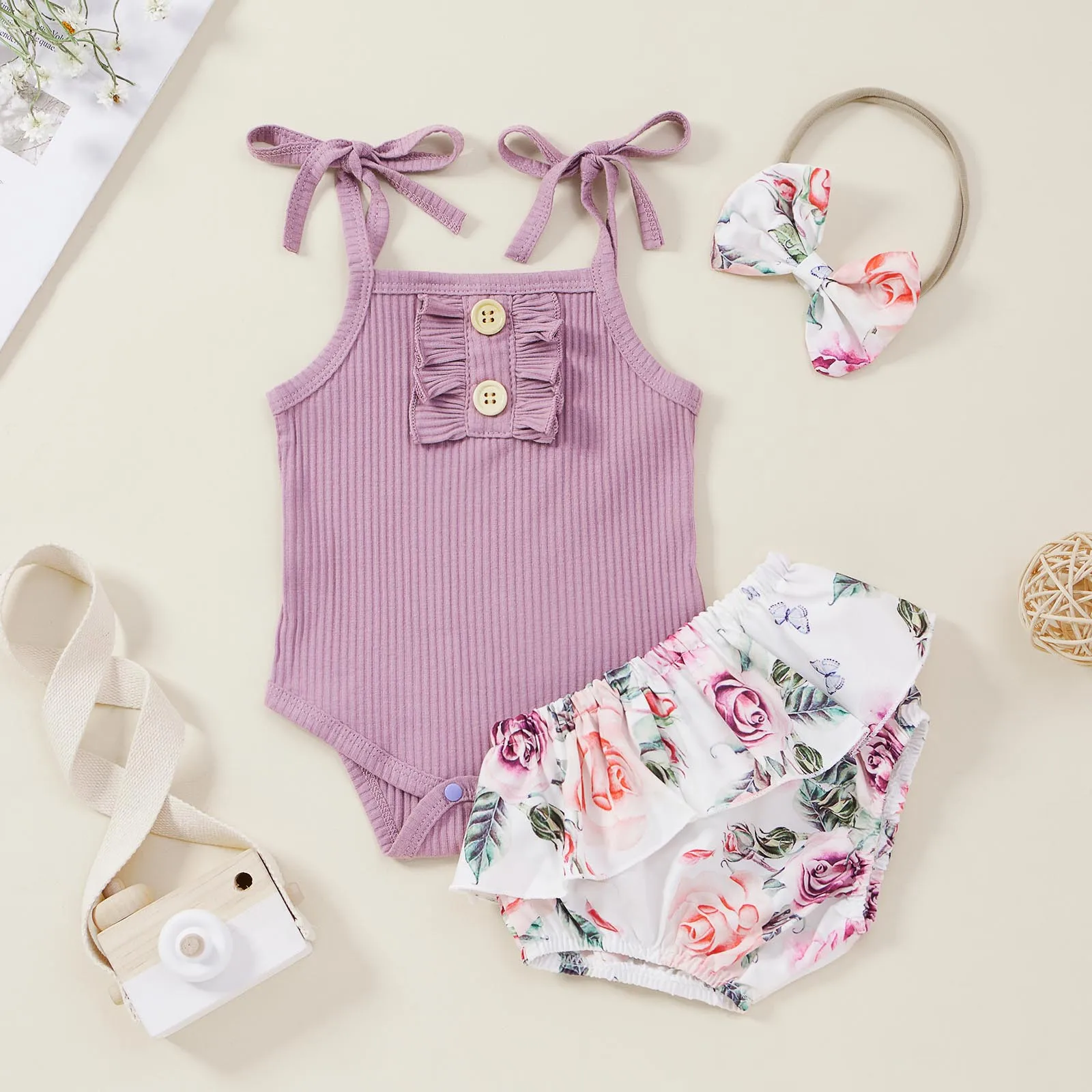 2020 Summer Knitted Buttons Cotton Romper+Floral Pants Newborn Baby Girl Ruffles Suspender Clothes Solid Color Outfits Clothes
2020 Summer Knitted Buttons Cotton Romper+Floral Pants Newborn Baby Girl Ruffles Suspender Clothes Solid Color Outfits Clothes
