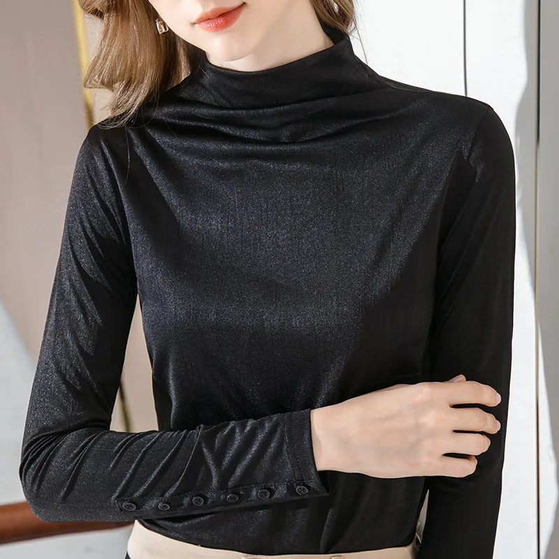 Half high collar top with long sleeve T-shirt in autumn and winter