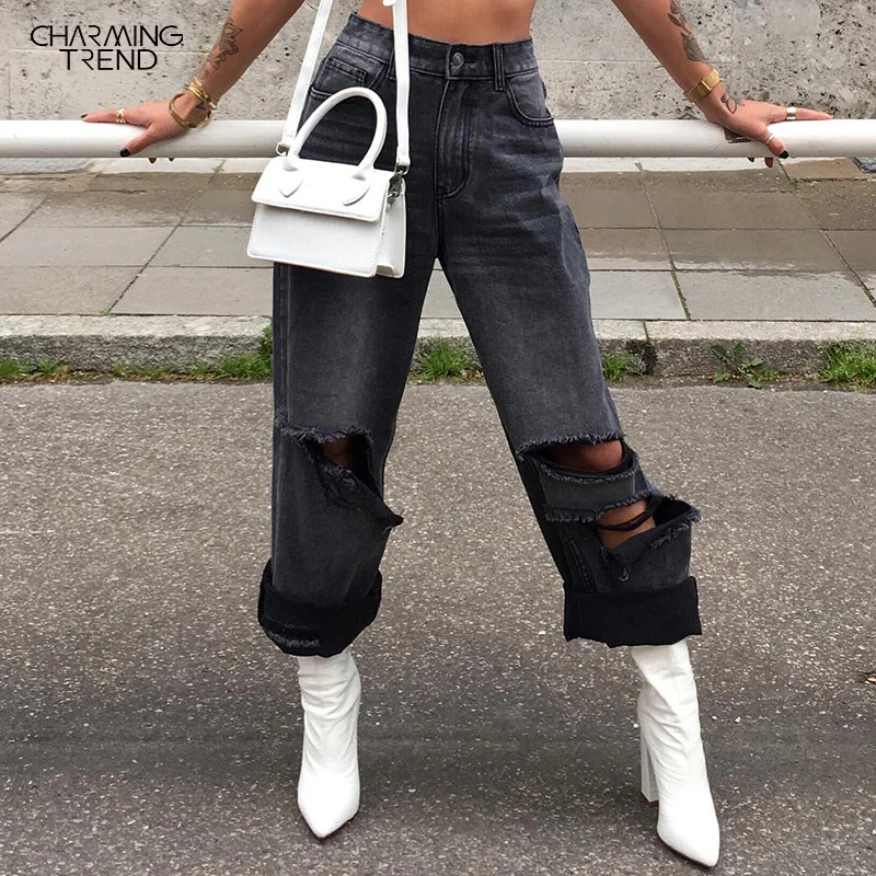 2020 New Hight Waist Women Jeans Fashion Loose Destroyed Hole Denim Long Pants Woman Autumn Winter Boyfriends Wide Leg Jeans
2020 New Hight Waist Women Jeans Fashion Loose Destroyed Hole Denim Long Pants Woman Autumn Winter Boyfriends Wide Leg Jeans