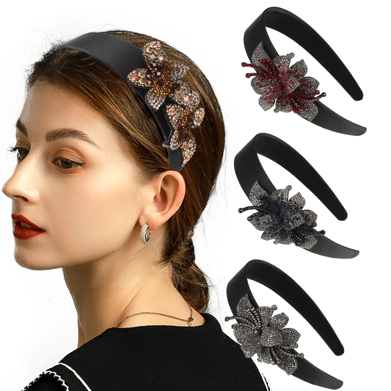 Kajeer New Luxury Rhinestone Flower Headband Wide hair Hair Hoop Women's Hair Accessories Fashion Headdress Girls Scrunchies
Kajeer New Luxury Rhinestone Flower Headband Wide hair Hair Hoop Women's Hair Accessories Fashion Headdress Girls Scrunchies