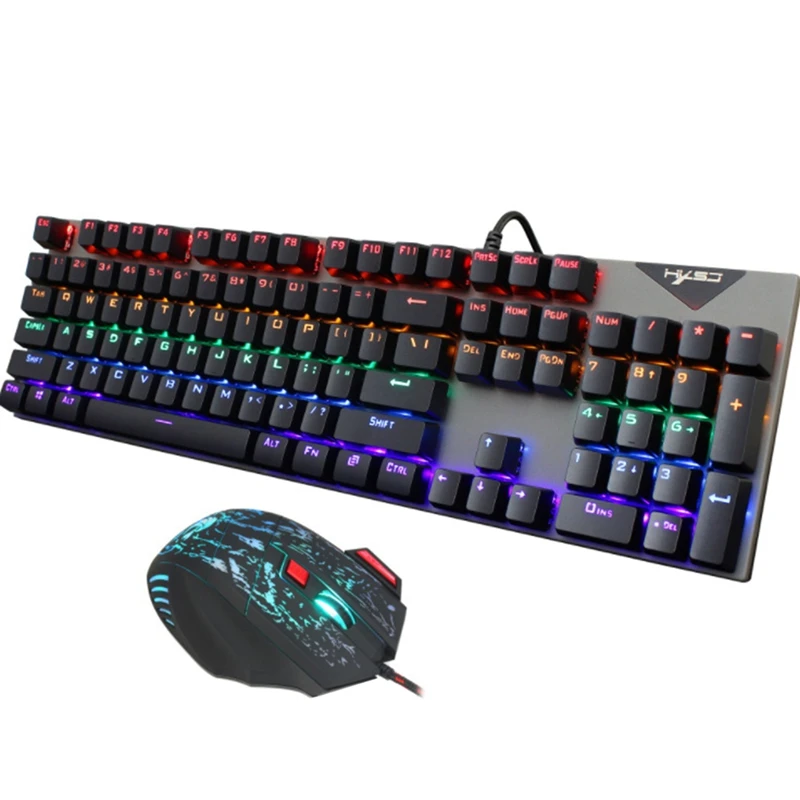 HXSJ Mechanical Gaming Keyboard RGB Backlit Computer Keyboard 104 Key Wired Gaming Keyboard and Mouse Used for Home Office
HXSJ Mechanical Gaming Keyboard RGB Backlit Computer Keyboard 104 Key Wired Gaming Keyboard and Mouse Used for Home Office