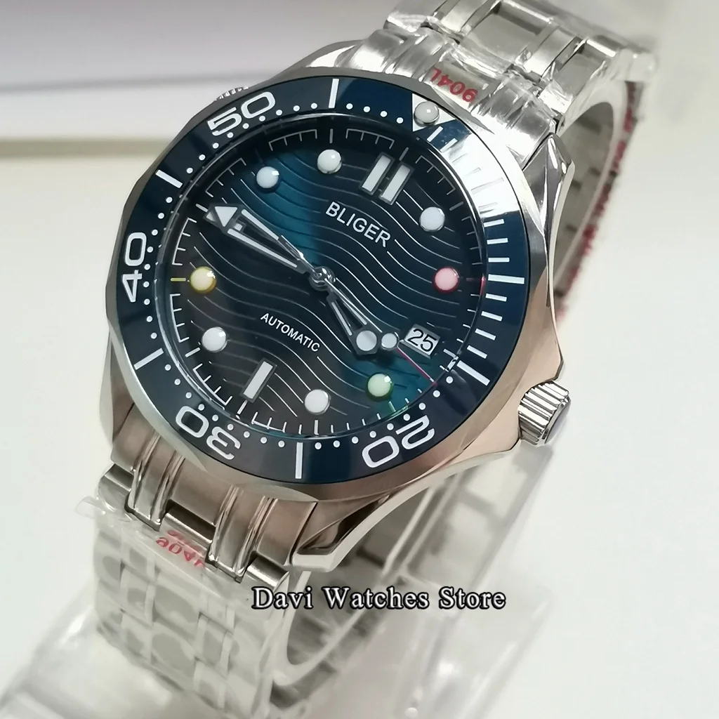 41mm Bliger Sterile Blue Dial Sapphire Glass see through back ceramic bezel NH35 Automatic Movement Mens Watch
41mm Bliger Sterile Blue Dial Sapphire Glass see through back ceramic bezel NH35 Automatic Movement Mens Watch