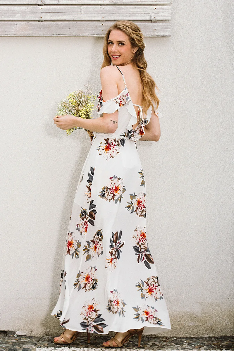 Lady Sexy Floral Print V-neck Irregular Split Dress Bohemian Dress for Women Ankle-Length Off Shoulder Ruffles Suspender Dress
Lady Sexy Floral Print V-neck Irregular Split Dress Bohemian Dress for Women Ankle-Length Off Shoulder Ruffles Suspender Dress