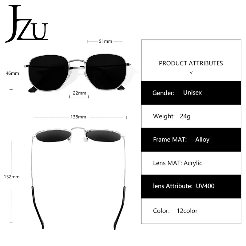 JZU vintage gold Women sunglasses men square metal frame silver brown black small sun glasses female unisex summer style oculos
JZU vintage gold Women sunglasses men square metal frame silver brown black small sun glasses female unisex summer style oculos