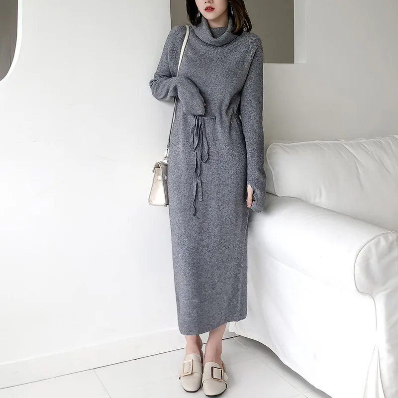 Winter Turtleneck Sweater Dress Women Lace Up Knitted Long Dress Female Knitwear Full Sleeve Soft Vestidos high quality
Winter Turtleneck Sweater Dress Women Lace Up Knitted Long Dress Female Knitwear Full Sleeve Soft Vestidos high quality