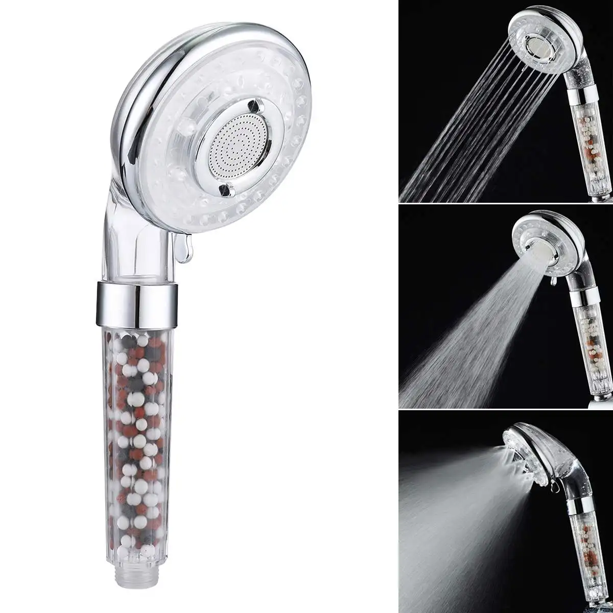 3 Modes High Pressure Shower Head Filtration Hand Shower With Limescale Filter And Ion Filter With Mineral Ball Substitutes
3 Modes High Pressure Shower Head Filtration Hand Shower With Limescale Filter And Ion Filter With Mineral Ball Substitutes