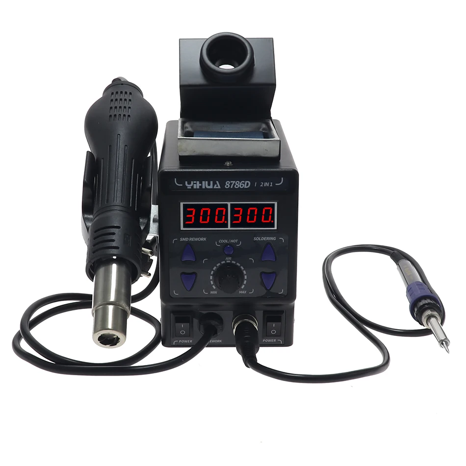 

YIHUA 8786D New Upgrade Rework Soldering Station 700W SMD Hot Air Gun Soldering Iron 2 in 1 Welding Tool BGA Desoldering Station