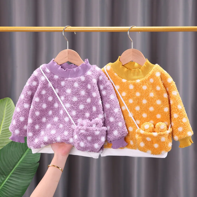 Autumn Winter New Girls Plus Velvet Sweatshirt Polka-dot Long-sleeved Infant Virgins Winter Clothes Thickened Sweatshirt
Autumn Winter New Girls Plus Velvet Sweatshirt Polka-dot Long-sleeved Infant Virgins Winter Clothes Thickened Sweatshirt