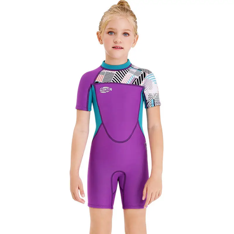 DIVE&ampSAIL Girls Swimming Suit Swimwear Wetsuit Short Neoprene Plaid Diving Kids Swimsuit Surfing Jellyfish Wet | Спорт и
