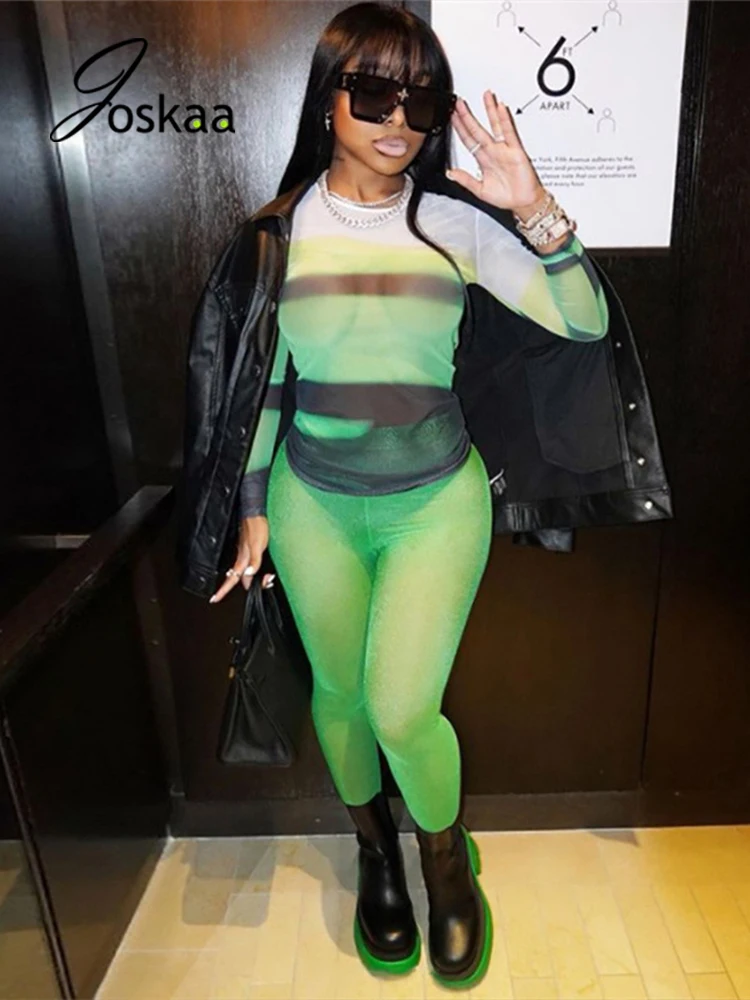 Joskaa Green Mesh Two Piece Set Women Clothes Printed Long Sleeve T-Shirt and Pencil Pants Sets Fall 2021 Sexy Party Clubwear
Joskaa Green Mesh Two Piece Set Women Clothes Printed Long Sleeve T-Shirt and Pencil Pants Sets Fall 2021 Sexy Party Clubwear