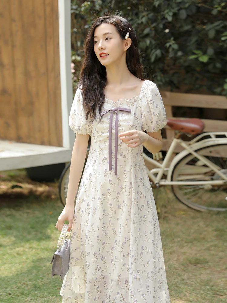 Long Gentle Wind First Love A-line Skirt Puff Sleeve French Chiffon Sweet Fairy White Floral Dress Female Summer Square Neck
Long Gentle Wind First Love A-line Skirt Puff Sleeve French Chiffon Sweet Fairy White Floral Dress Female Summer Square Neck