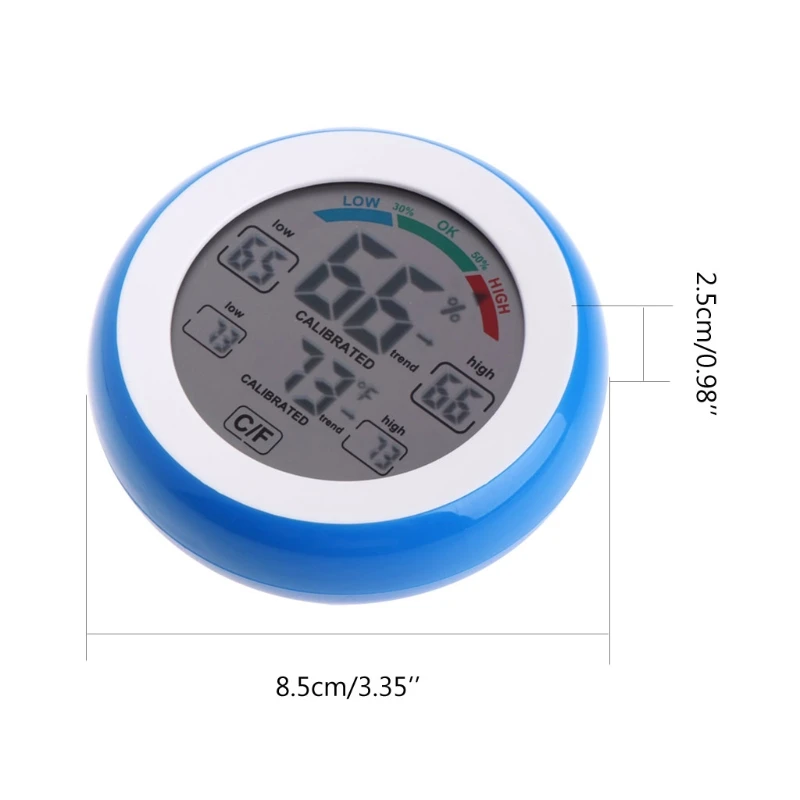 LCD Display Indoor Thermometer Hygrometer Round Humidity Meter Weather Station 203C
LCD Display Indoor Thermometer Hygrometer Round Humidity Meter Weather Station 203C